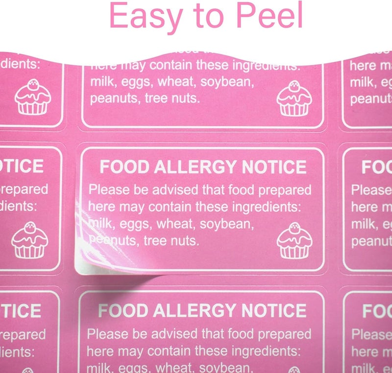 Hepertise 500 Pcs Food Allergy Stickers, 1x2 Inch Labels for Bakery, Cookie, Kitchen - Image 5